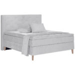 BOXSPRINGBED 180 cm x 200 cm, lichtgrijs textiel thumbnail 1