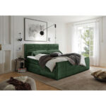 BOXSPRING BED 180 cm x 200 cm, textiel, houtmateriaal olijfgroen thumbnail 1
