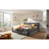 BOXSPRINGBED 200 cm x 240 cm, textiel, materiaal hout grijs