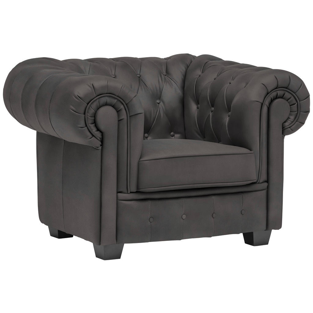 CHESTERFIELD ARMSTOEL, donkergrijs textiel