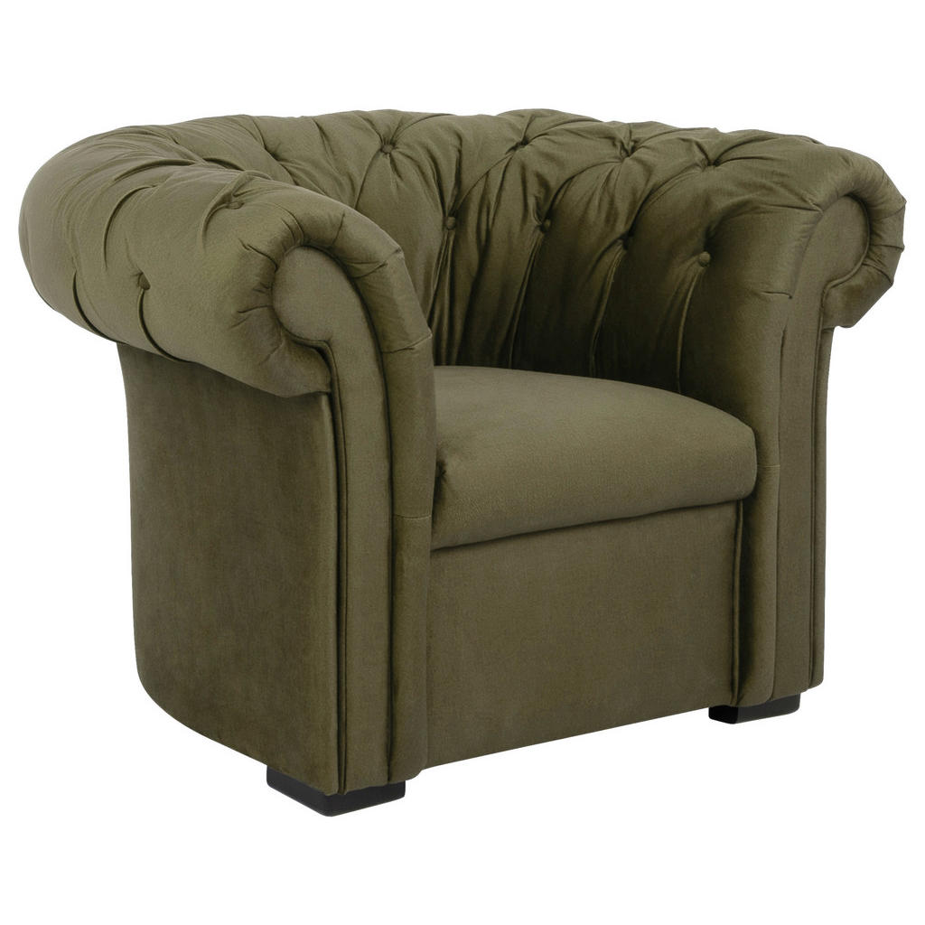 CHESTERFIELD ARMSTOEL, olijfgroen textiel