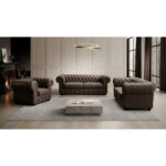 CHESTERFIELD BANK, donkerbruin leer thumbnail 2