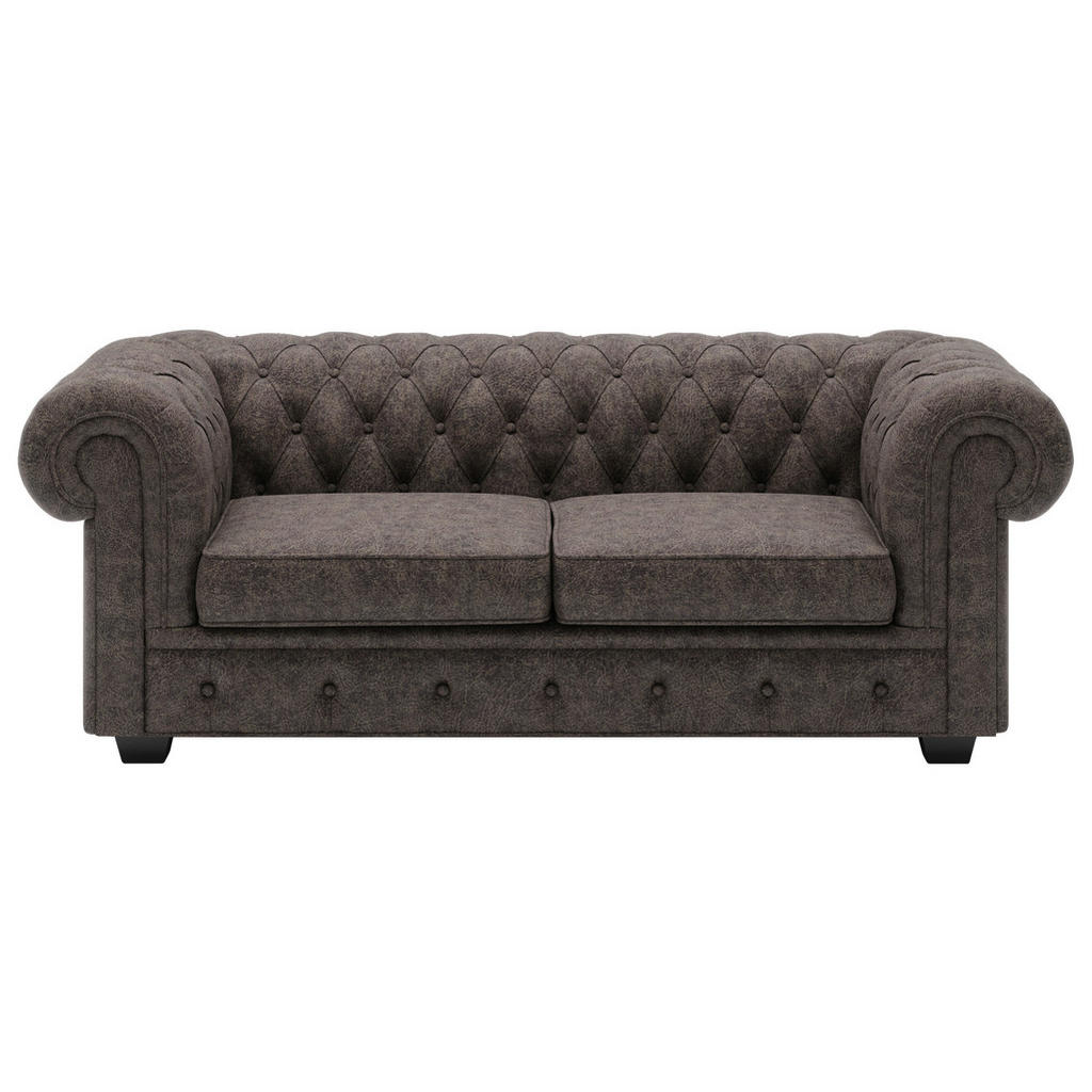 CHESTERFIELD BANK, donkerbruin leer
