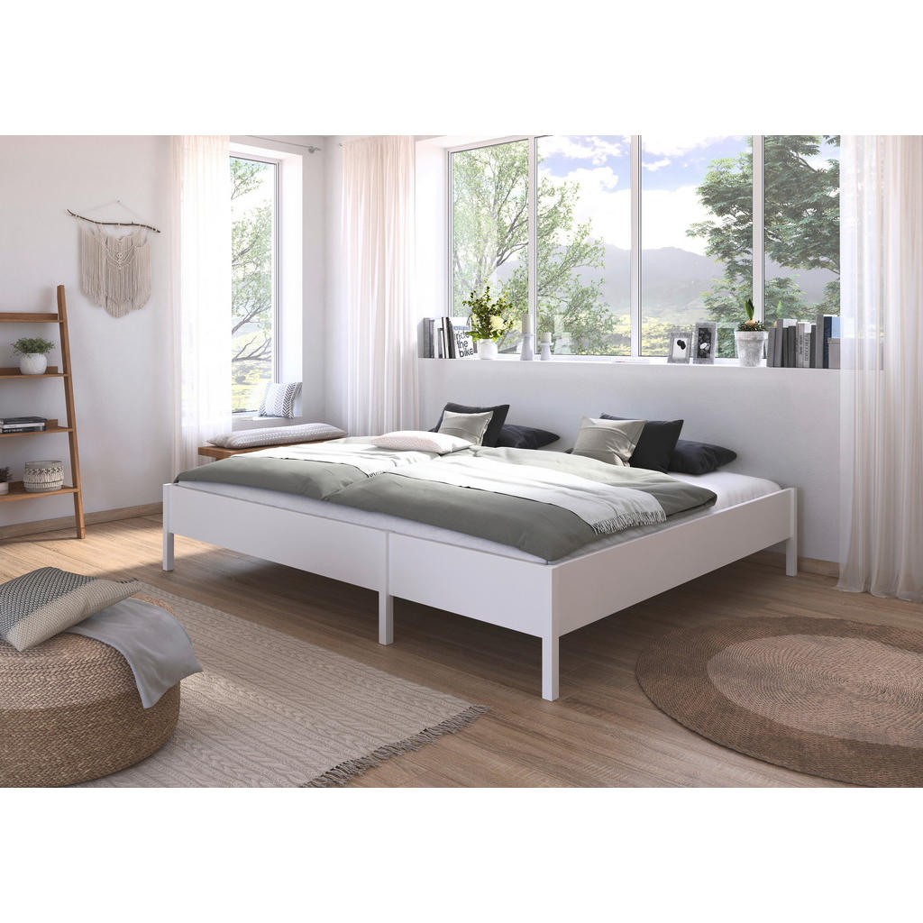 FAMILIEBED 240 cm x 200 cm, houtmateriaal wit
