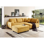 ECKSOFA incl. Hocker, microvelours geel thumbnail 2