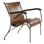 FAMSTOEL, bruin, zwart hout, metaal, leer thumbnail 1