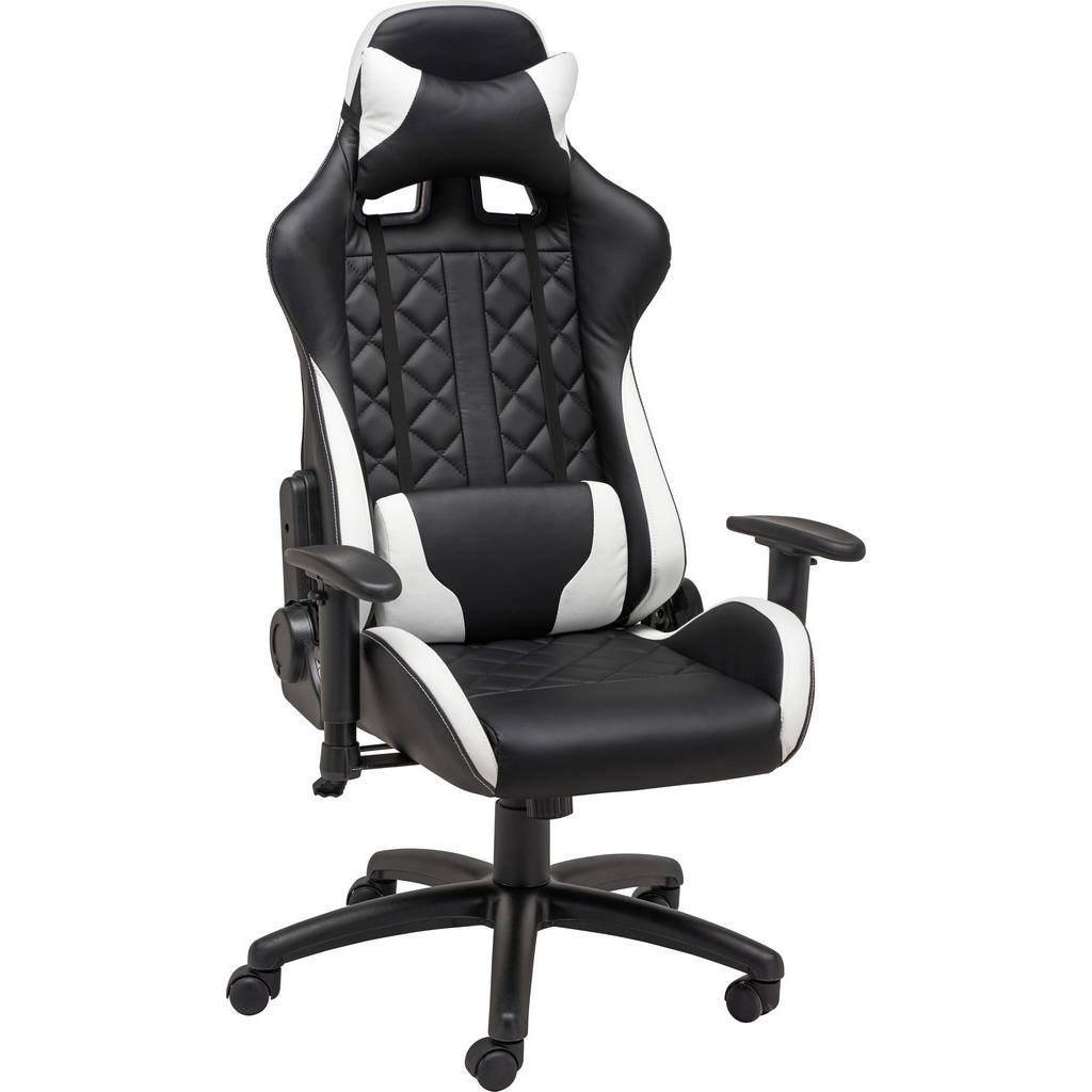 GAMING STOEL metaal, kunststof, textiel zwart, wit