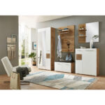 GARDEROBEBANK wit, eikenkleur thumbnail 3