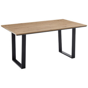 EETTAFEL, zwart, ambachtelijk eiken
