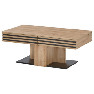 CLUB TAFEL, zwart, ambachtelijk eiken