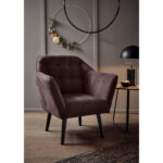 COCKTAIL-ARMSTOEL, auberginekleuren textiel, houtmateriaal thumbnail 2