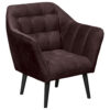 COCKTAIL-ARMSTOEL, auberginekleuren textiel, houtmateriaal
