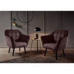 COCKTAIL-ARMSTOEL, auberginekleuren textiel, houtmateriaal thumbnail 4