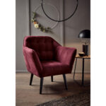 COCKTAIL-ARMSTOEL, wijnrood textiel, houtmateriaal thumbnail 2