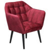COCKTAIL-ARMSTOEL, wijnrood textiel, houtmateriaal