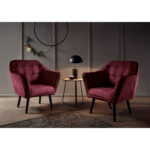 COCKTAIL-ARMSTOEL, wijnrood textiel, houtmateriaal thumbnail 3