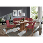 HOEKSET, velours rood, eikenkleur thumbnail 2
