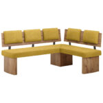 HOEKBANK, textiel, houtmateriaal, eikenkleur, mosterdgeel thumbnail 1