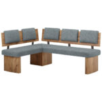 HOEKBANK, textiel, houtmateriaal, kleur eiken, blauwgrijs thumbnail 1