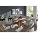 HOEKBANK, textiel, houtmateriaal, kleur eiken, blauwgrijs thumbnail 2