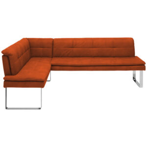 HOEKBANK, metaal, oranje textiel, chroomkleuren