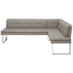 HOEKBANK, metaal, chroom, ecrukleurig textiel thumbnail 1