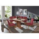 HOEKBANK, textiel, houtmateriaal rood, eikenkleur thumbnail 2