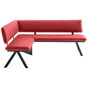 HOEKBANK, metaal, textiel rood, zwart