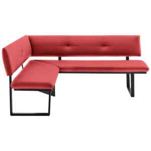 HOEKBANK, metaal, textiel rood, zwart