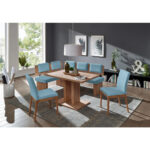 HOEKBANK, textiel, houtmateriaal, eikenkleur, lichtblauw thumbnail 2