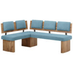 HOEKBANK, textiel, houtmateriaal, eikenkleur, lichtblauw thumbnail 1