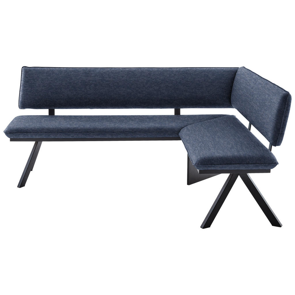 HOEKBANK, metaal, textiel zwart, donkerblauw