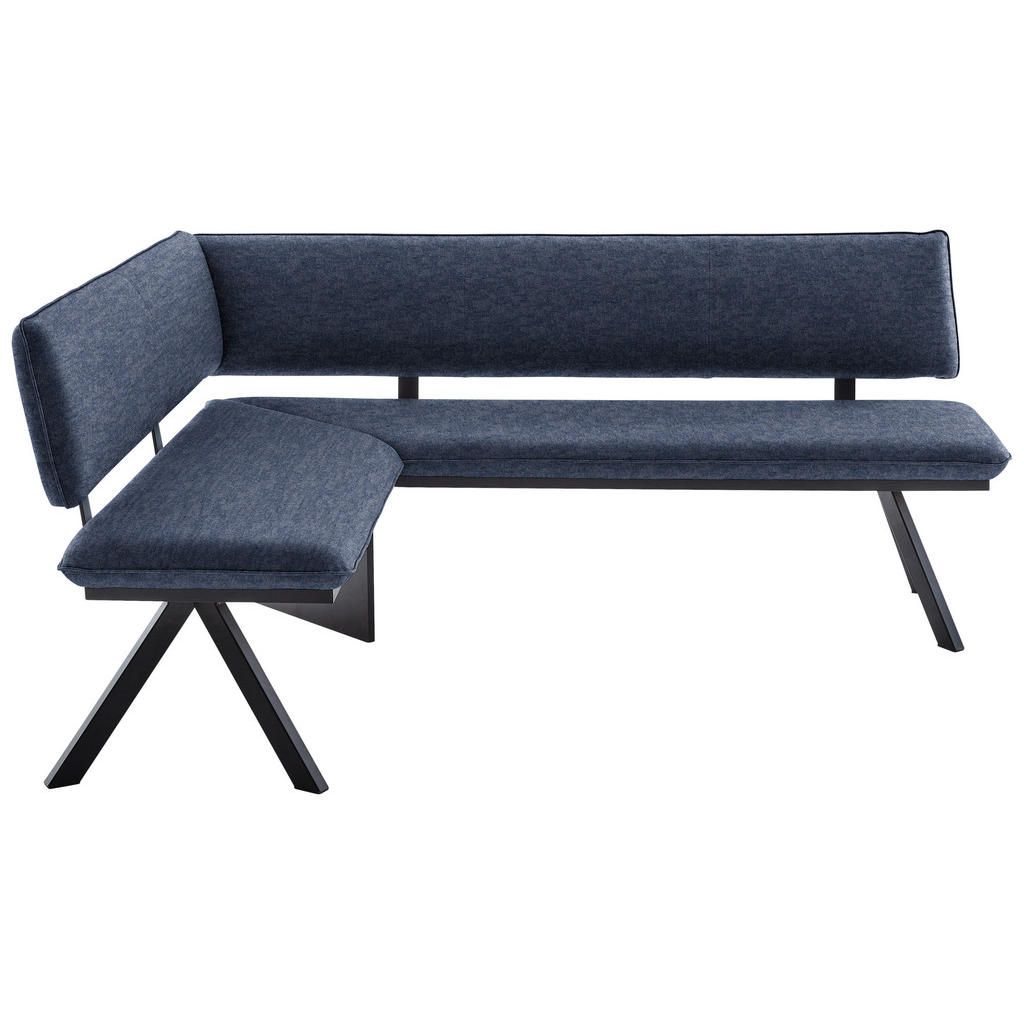 HOEKBANK, metaal, textiel zwart, donkerblauw