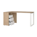 HOEKBUREAU, houten materiaal, wit, eikenkleur thumbnail 5