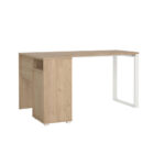 HOEKBUREAU, houten materiaal, wit, eikenkleur thumbnail 6