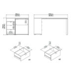 HOEKBUREAU, houten materiaal, wit, eikenkleur thumbnail 7