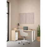 HOEKBUREAU, houten materiaal, wit, eikenkleur thumbnail 2