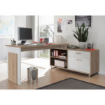 HOEKBUREAU, houtmateriaal wit, sonoma eiken thumbnail 2