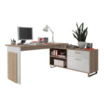 HOEKBUREAU, houtmateriaal wit, sonoma eiken thumbnail 3
