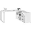 HOEKBUREAU, houtmateriaal, wit, hoogglans