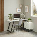 HOEKBUREAU metaal, houtmateriaal zwart, wit thumbnail 2