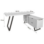 HOEKBUREAU metaal, houtmateriaal zwart, wit thumbnail 3