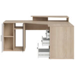 HOEKBUREAU, houten materiaal, wit, eikenkleur thumbnail 5