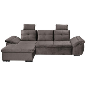 HOEKZITSET, grijsbruin microvelours