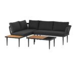 LOUNGE SET acaciahout, volledig massief koolstofstaal thumbnail 1