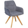 STOELEN, hout, eikenkleurig textiel, donkergrijs