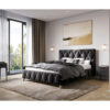 GESTOFFEERD BED 160 cm x 200 cm, hout, metaal, textiel, houtmateriaal antraciet