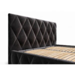 GESTOFFEERD BED 160 cm x 200 cm, hout, metaal, textiel, houtmateriaal antraciet thumbnail 7