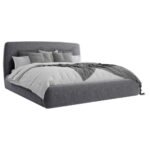 GESTOFFEERD BED 160 cm x 200 cm, hout, textiel, houtmateriaal grafietkleur thumbnail 2