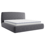 GESTOFFEERD BED 140 cm x 200 cm, hout, textiel, houtmateriaal grafietkleur thumbnail 7